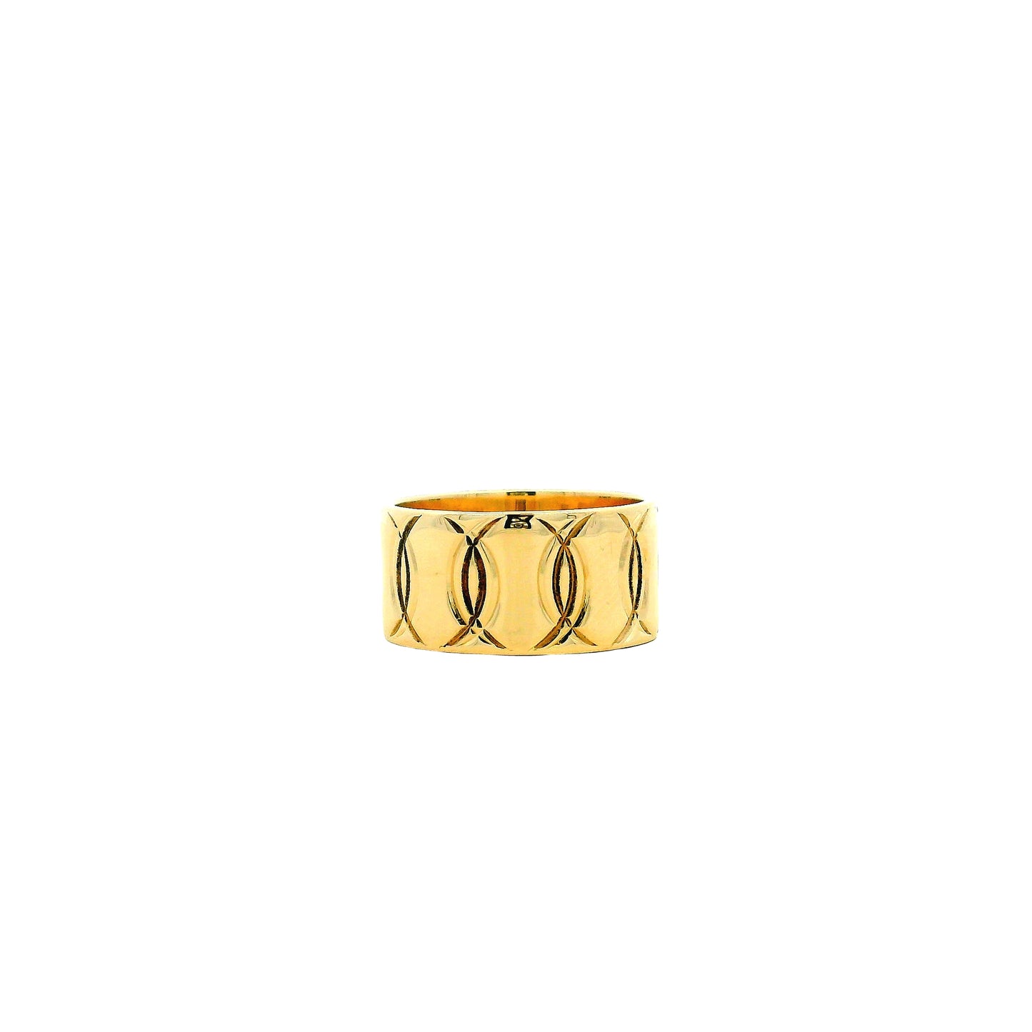 14k Yellow Gold Repeating Oval Pattern Fashion Ring — left three-quarter angle