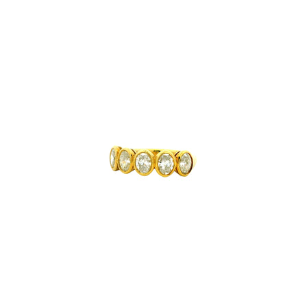 18k Yellow Gold 1.55ctw Oval Cut Natural Diamond Bezel Set Band Ring — left three-quarter angle