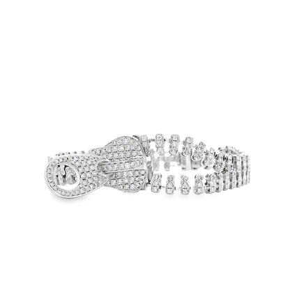 18k White Gold 4.01ctw Round Brilliant Diamond Zipper Bracelet — left three-quarter angle