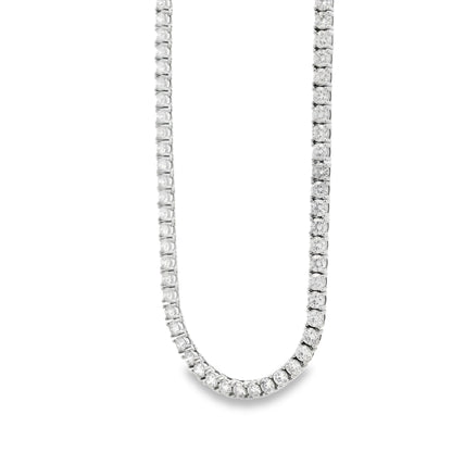 14k White Gold 11.00ctw Round Brilliant Diamond Tennis Necklace 16" — left three-quarter angle
