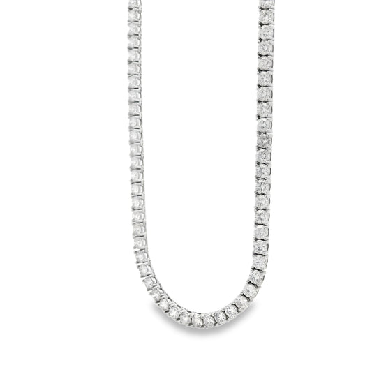14k White Gold 11.00ctw Round Brilliant Diamond Tennis Necklace 16" — left three-quarter angle