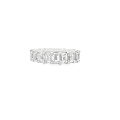 18k White Gold 9.80ctw Emerald Cut Natural Diamond Eternity Band Ring — left three-quarter angle
