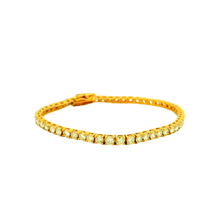 14k Yellow Gold 5.72ctw Natural Round Brilliant Diamond Tennis Bracelet — left three-quarter angle
