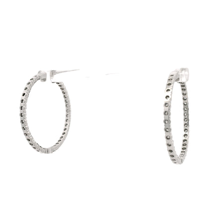 18k White Gold 4.00ctw Round Brilliant Natural Diamond Inside-Out Hoop Earrings — left three-quarter angle