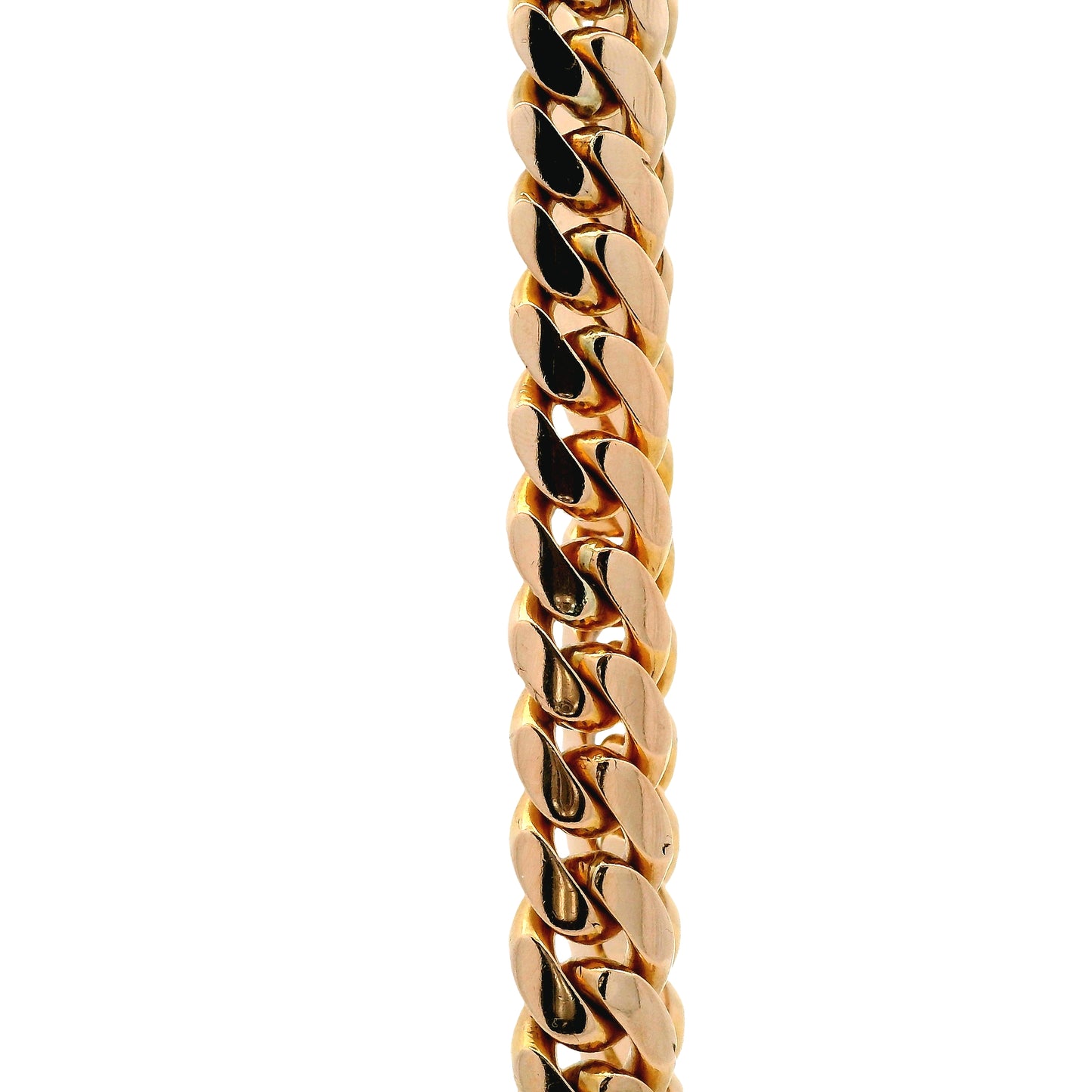 14k Rose Gold 10mm Cuban Link Chain Necklace 26" — left three-quarter angle