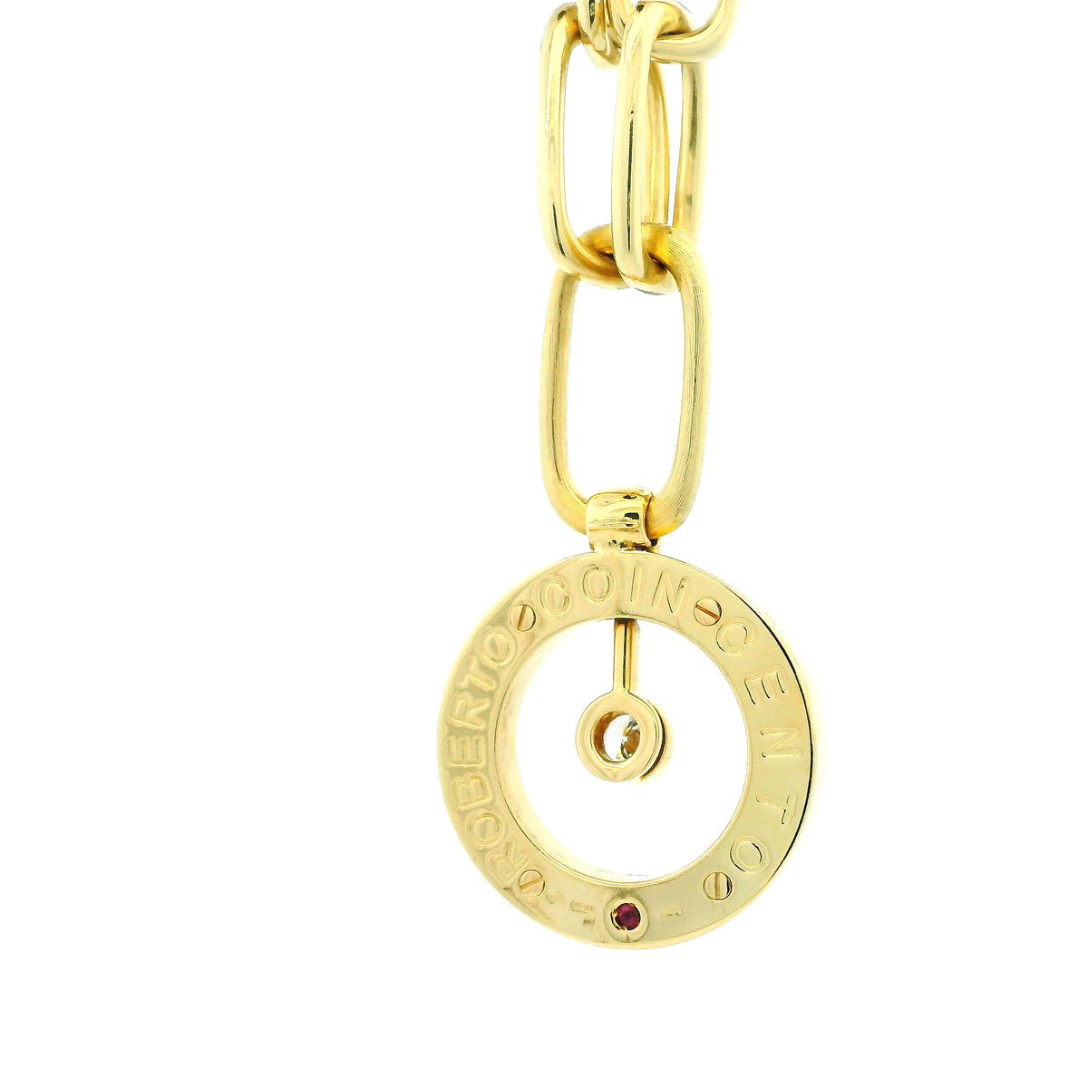 Roberto Coin 18k Yellow Gold Pendant Necklace on Interlocking Paperclip Chain 16.5" — left three-quarter angle