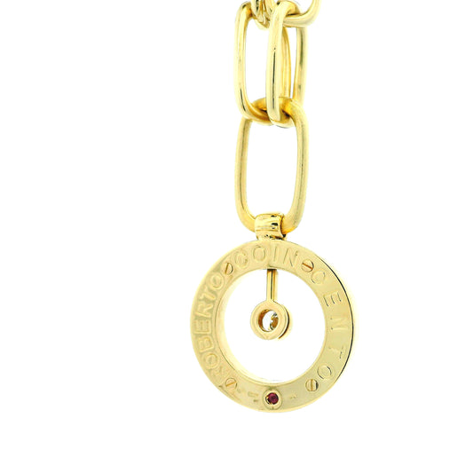 Roberto Coin 18k Yellow Gold Pendant Necklace on Interlocking Paperclip Chain 16.5" — left three-quarter angle