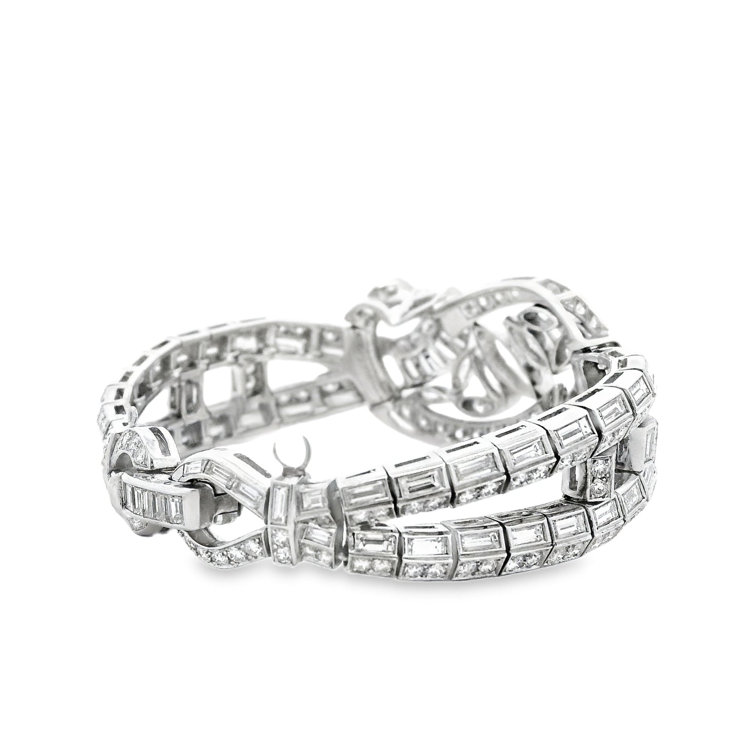Platinum 15.28ctw Mixed Cut Natural Diamond Cluster Bracelet — left three-quarter angle
