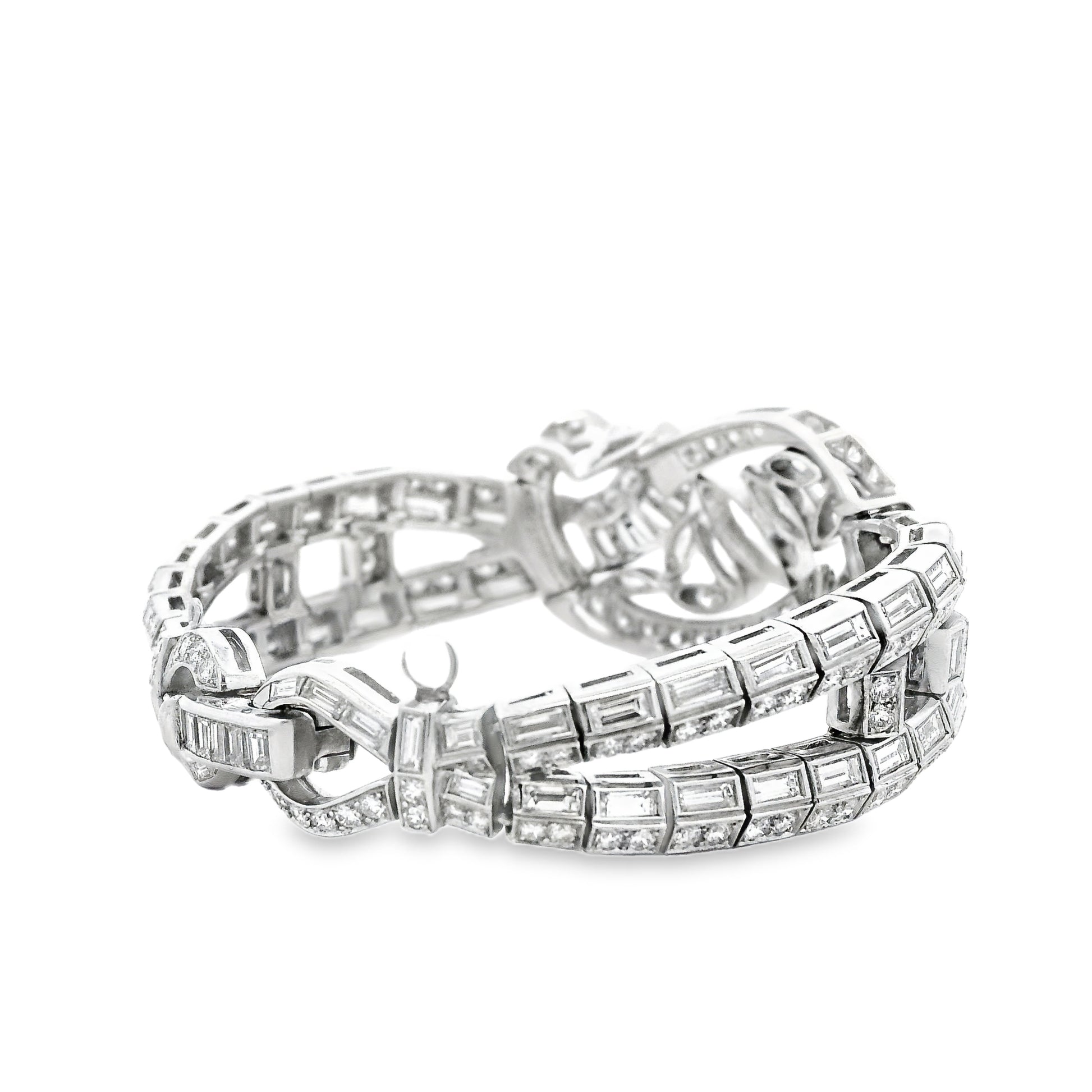 Platinum 15.28ctw Mixed Cut Natural Diamond Cluster Bracelet — left three-quarter angle