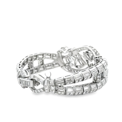 Platinum 15.28ctw Mixed Cut Natural Diamond Cluster Bracelet — left three-quarter angle