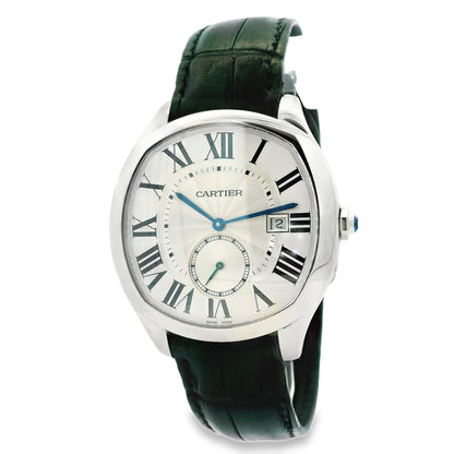 Cartier Drive De Cartier WSNM0004 40x41mm Silver Guilloché Dial Stainless Steel Watch — left side three-quarter view