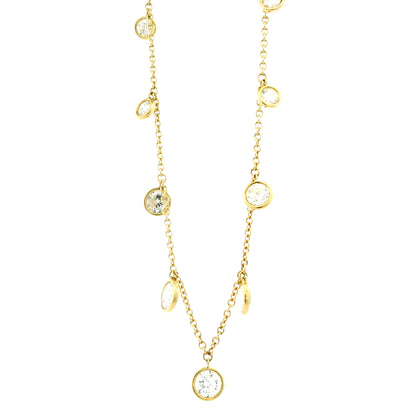 18k Yellow Gold 3.54ctw Round Brilliant Diamond By The Yard Choker Necklace 16" — left three-quarter angle