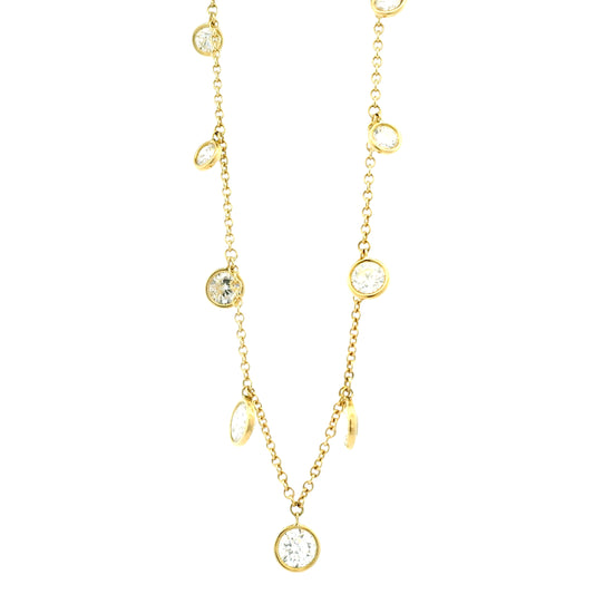 18k Yellow Gold 3.54ctw Round Brilliant Diamond By The Yard Choker Necklace 16" — left three-quarter angle