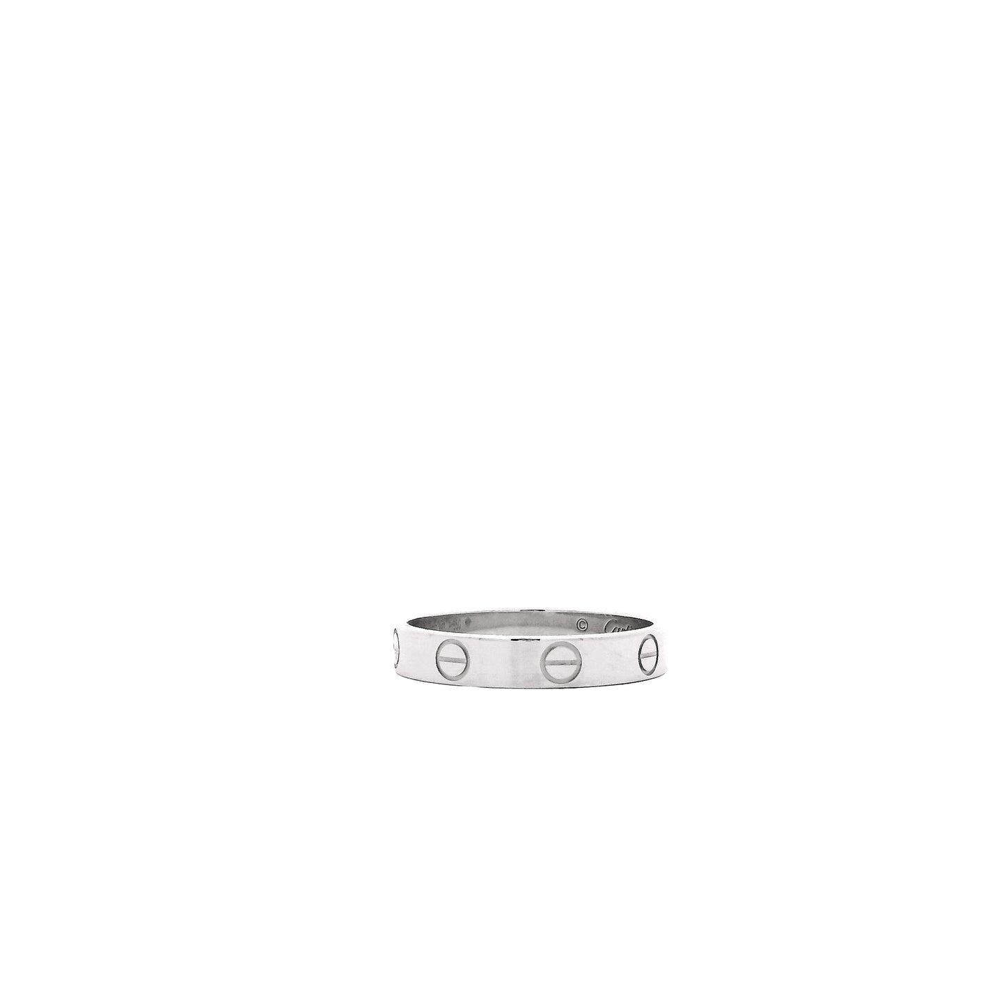 Cartier Platinum Love Ring with Papers — left three-quarter angle