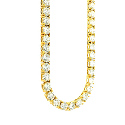 14k Yellow Gold 41.15ctw Round Brilliant Diamond Tennis Necklace 17" — left three-quarter angle