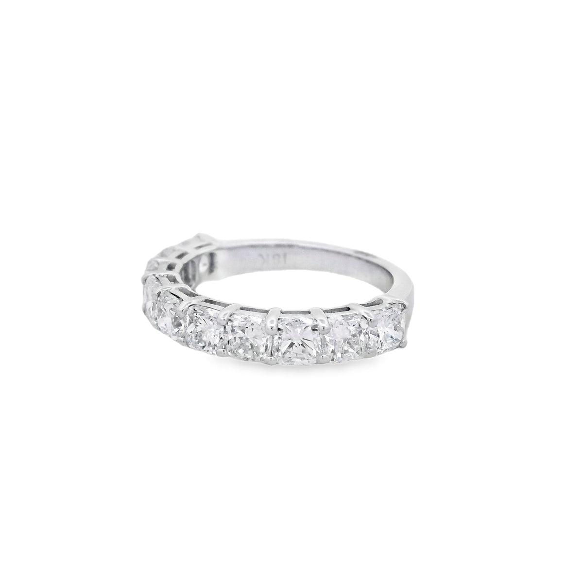 18k White Gold 2.73ctw Cushion Cut Diamond Channel Set Wedding Band — left three-quarter angle