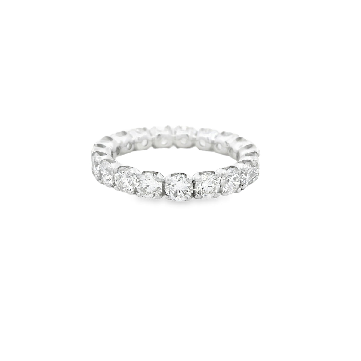 18k White Gold 3.04ctw Round Brilliant Diamond Eternity Band Ring — left three-quarter angle