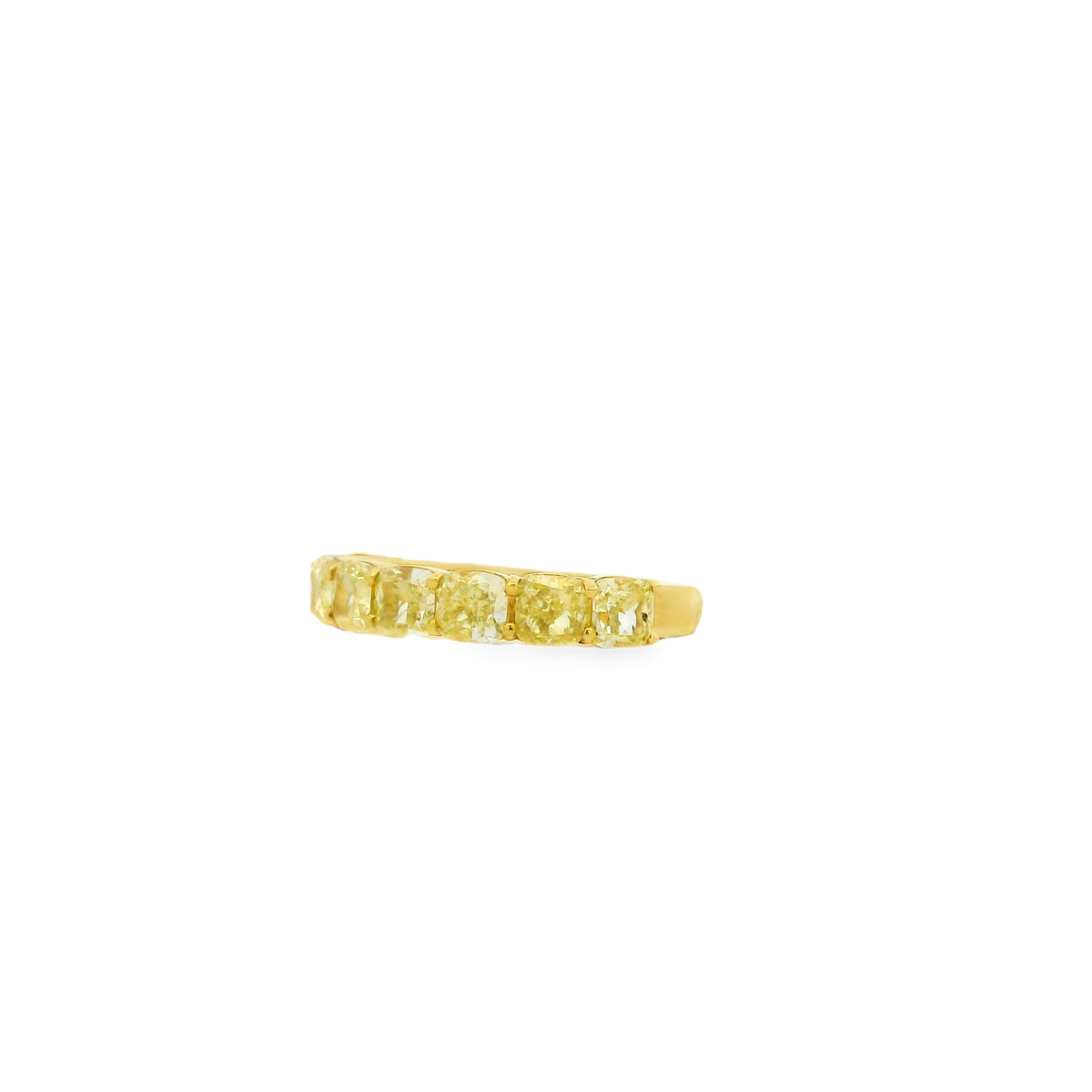 18k Yellow Gold 2.80ctw Cushion Cut Diamond Half Eternity Band Ring — left three-quarter angle