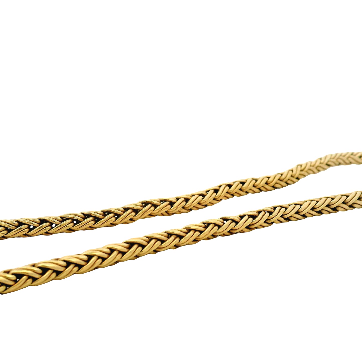 14k Yellow Gold Tiffany & Co. Wheat Chain Necklace 18" — left three-quarter angle