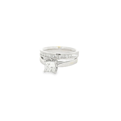 14k White Gold 0.96ct Princess Cut Diamond Solitaire Engagement Ring — left three-quarter angle