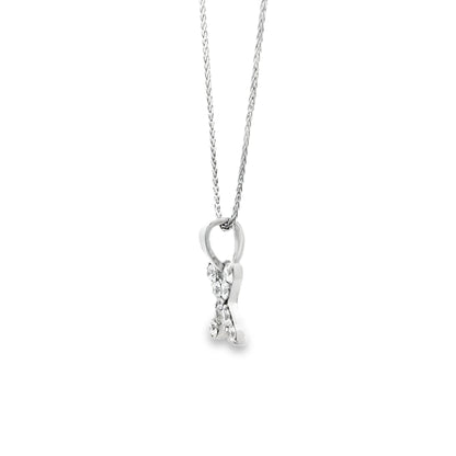 14k White Gold 0.24ctw Pavé Diamond "X" Initial Pendant Necklace — left three-quarter angle