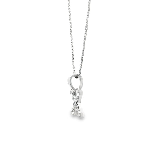 14k White Gold 0.24ctw Pavé Diamond "X" Initial Pendant Necklace — left three-quarter angle