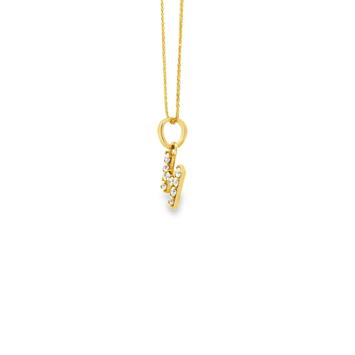 14k Yellow Gold 0.30ctw Pavé Diamond 'H' Initial Letter Charm Pendant — left three-quarter angle