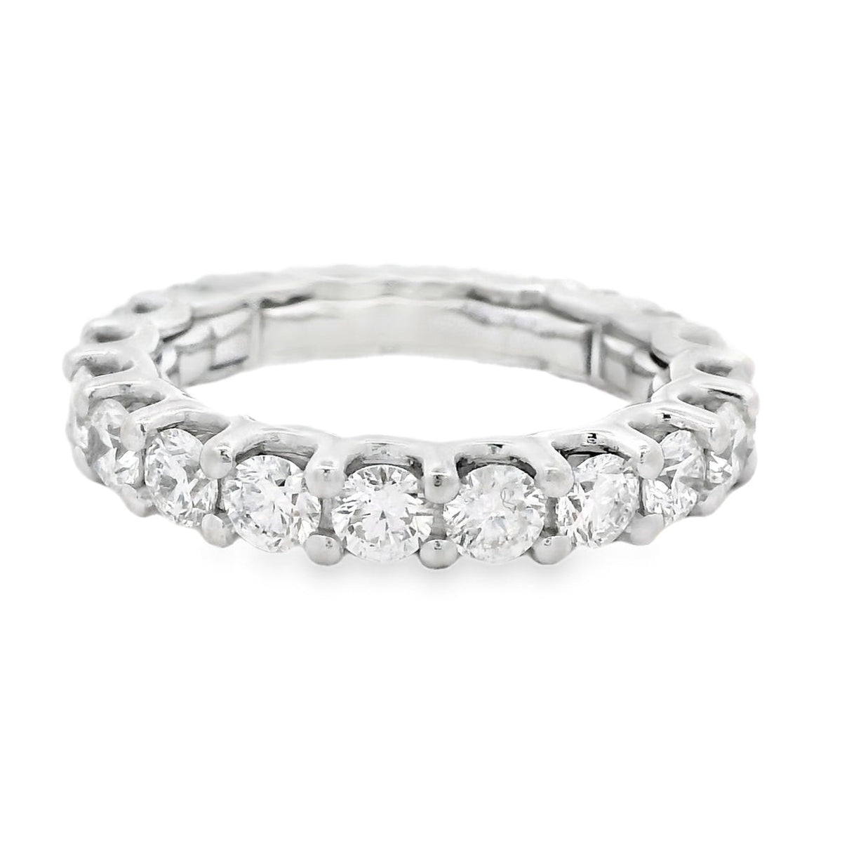 14k White Gold 2.80ctw Round Brilliant Diamond Eternity Ring — left three-quarter angle