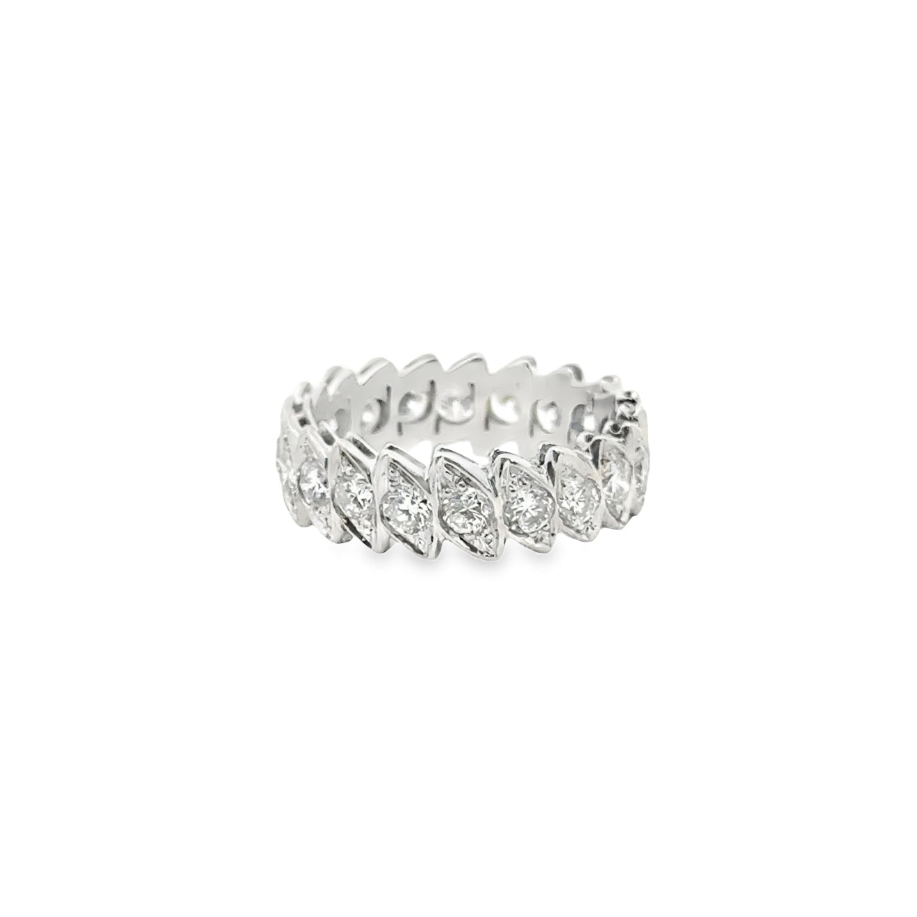14k White Gold 1.15ctw Marquise Cut Diamond Eternity Ring — left three-quarter angle