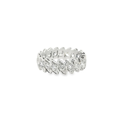 14k White Gold 1.15ctw Marquise Cut Diamond Eternity Ring — left three-quarter angle