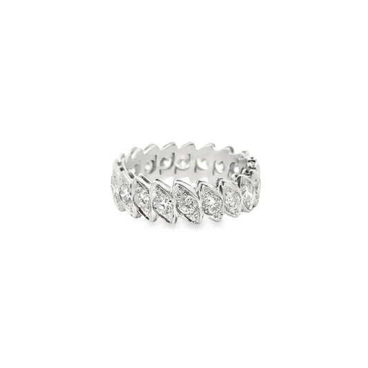14k White Gold 1.15ctw Marquise Cut Diamond Eternity Ring — left three-quarter angle