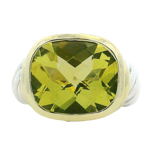 David Yurman 14k Yellow Gold & Sterling Silver Albion Lemon Citrine Ring — left three-quarter angle
