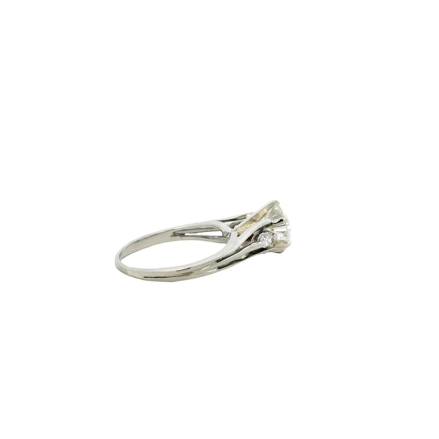 14k White Gold 1.3ct Round Brilliant Diamond Engagement Ring — left three-quarter angle