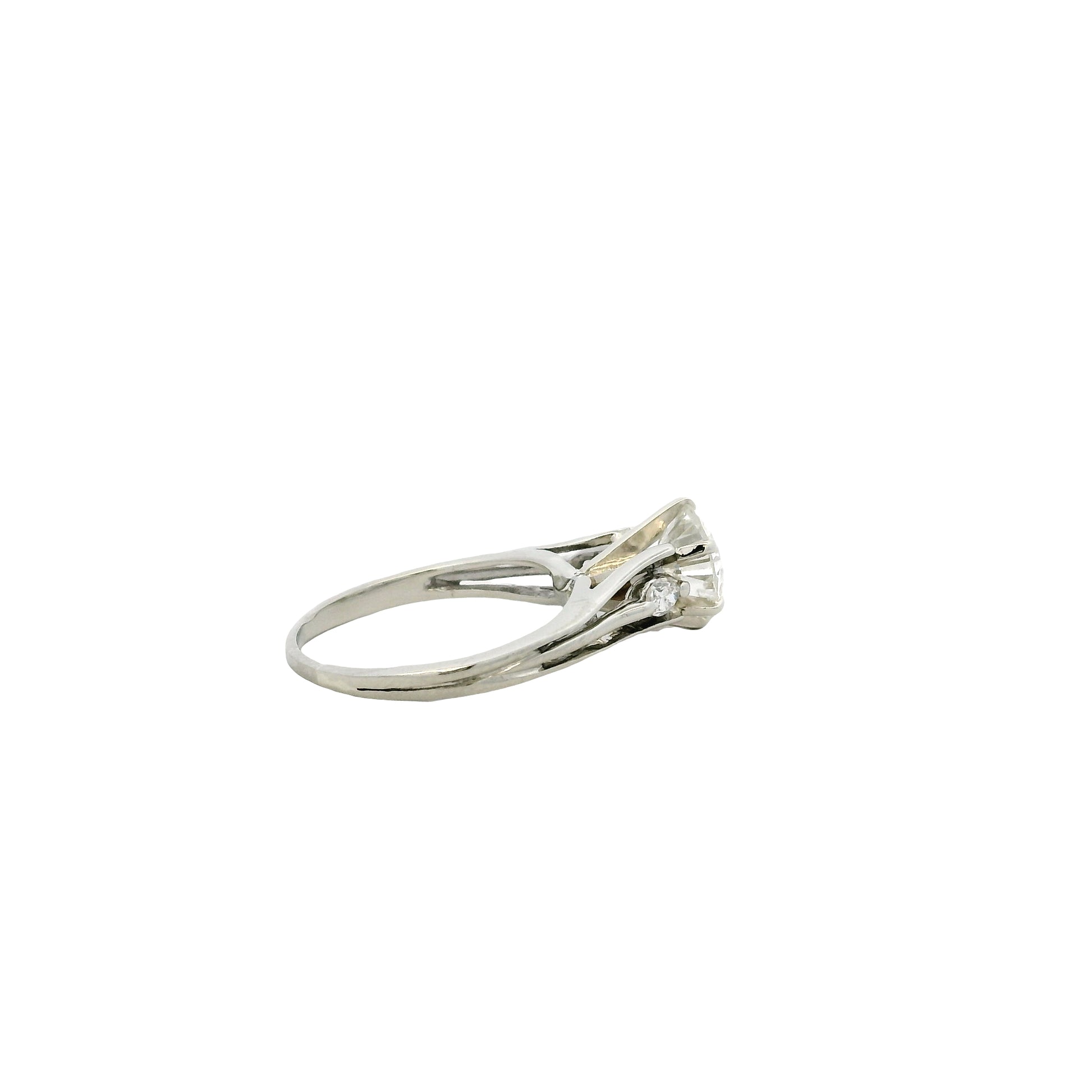 14k White Gold 1.3ct Round Brilliant Diamond Engagement Ring — left three-quarter angle