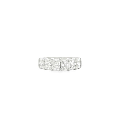 Platinum 3.03ctw Radiant Cut Diamond Half-Eternity Wedding Band Ring — left three-quarter angle