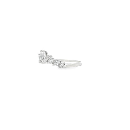 14k White Gold 0.18ctw Marquise Diamond Crown Ring — left three-quarter angle