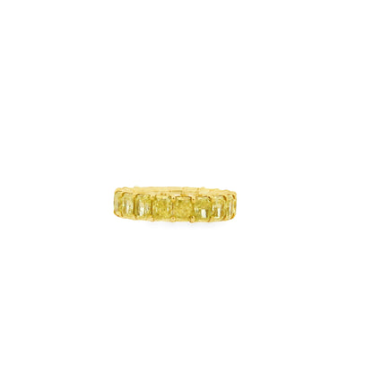 18k Yellow Gold 5.71ctw Radiant Cut Diamond Eternity Band Ring — left three-quarter angle