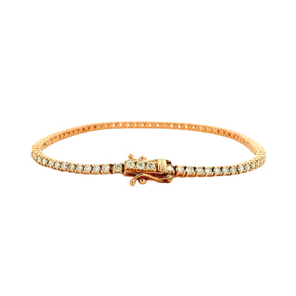 14k Rose Gold 2.40ctw Round Brilliant Diamond Tennis Bracelet — left three-quarter angle