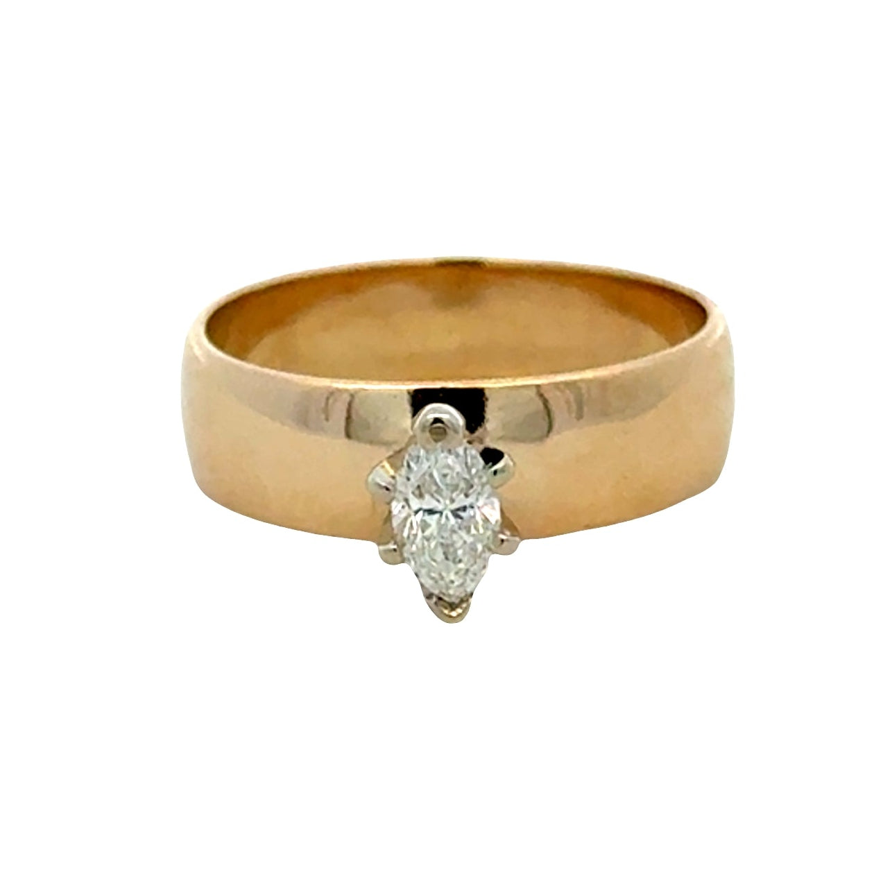 14k Yellow Gold 0.28ct Marquise Diamond Solitaire Ring — left three-quarter angle