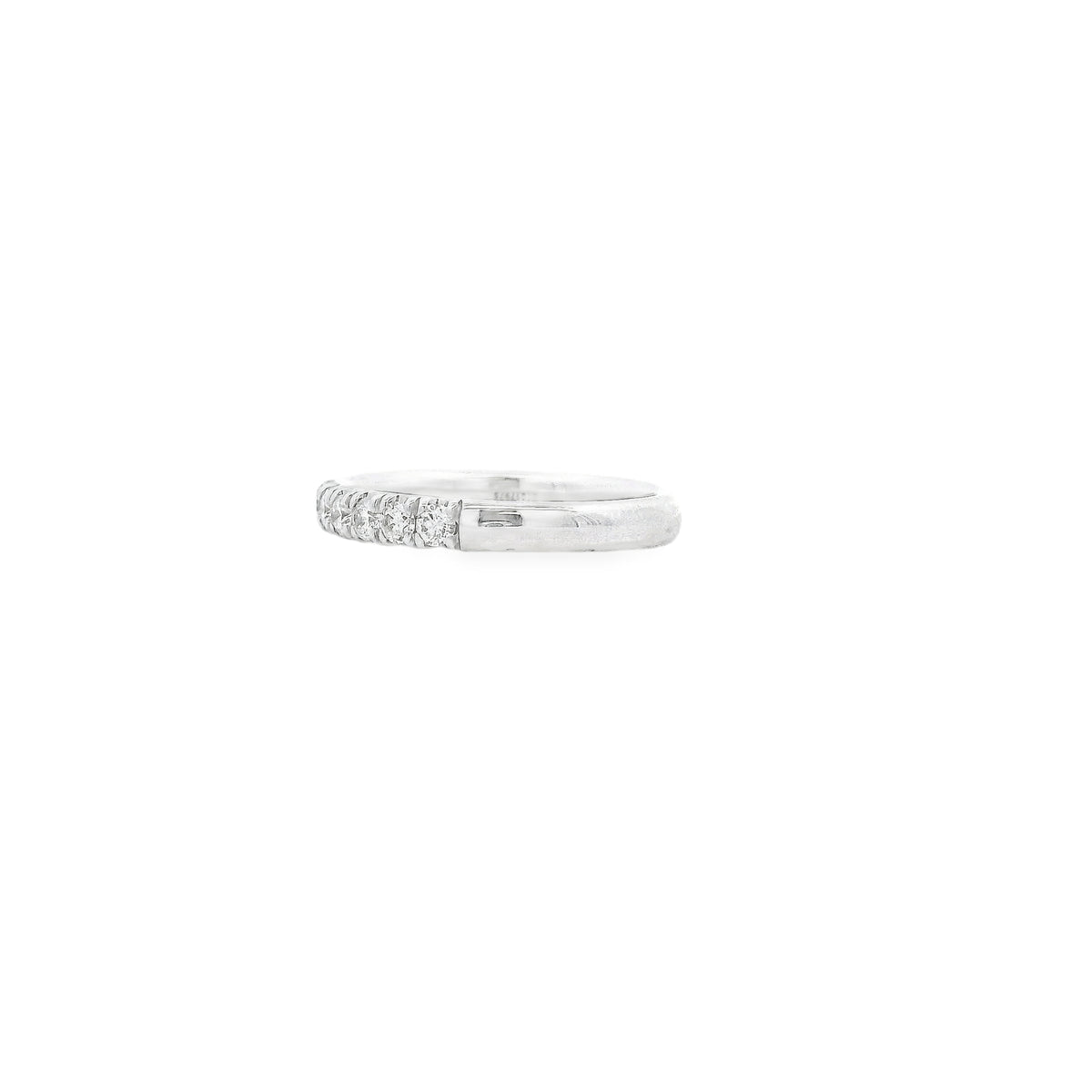 Gabriel & Co. 14k White Gold 0.50ctw Diamond French Pavé Engagement Ring — left three-quarter angle
