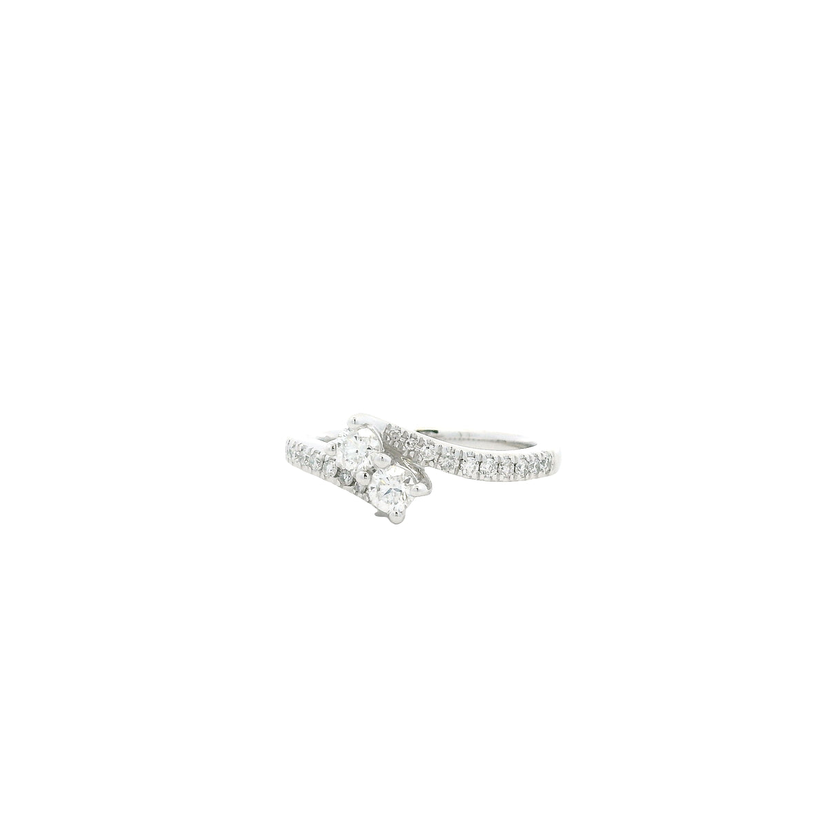 14k White Gold 0.80ctw Round Brilliant Diamond Ever Us Bypass Ring — left three-quarter angle
