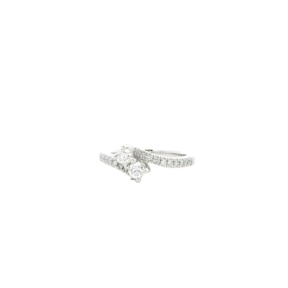 14k White Gold 0.80ctw Round Brilliant Diamond Ever Us Bypass Ring — left three-quarter angle