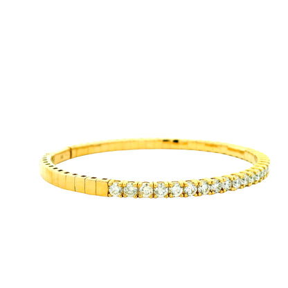 14k Yellow Gold 3.15ctw Round Brilliant Diamond Halfway Bangle Bracelet — left three-quarter angle