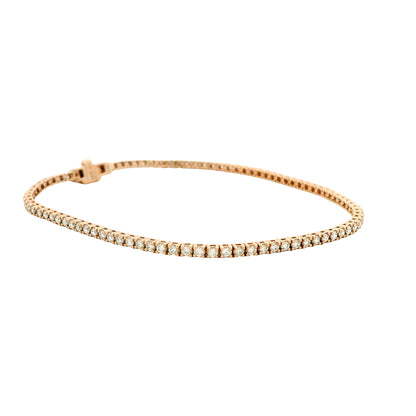 14k Rose Gold 1.15ctw Round Brilliant Diamond Tennis Bracelet — left three-quarter angle