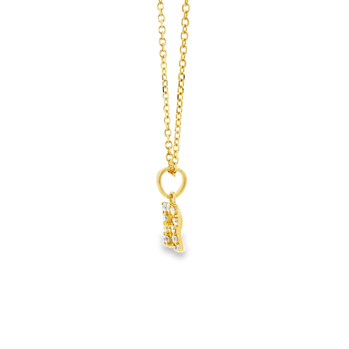 14k Yellow Gold 0.30ctw Diamond Pavé "R" Initial Letter Pendant Necklace — left three-quarter angle