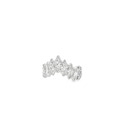 18k White Gold 3.80ctw Marquise and 2.20ctw Round Brilliant Diamond Contour Wedding Band — left three-quarter angle