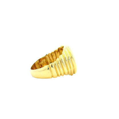 14k Yellow Gold 1.8ctw Round Diamond Pavé Cluster Cocktail Ring — left three-quarter angle