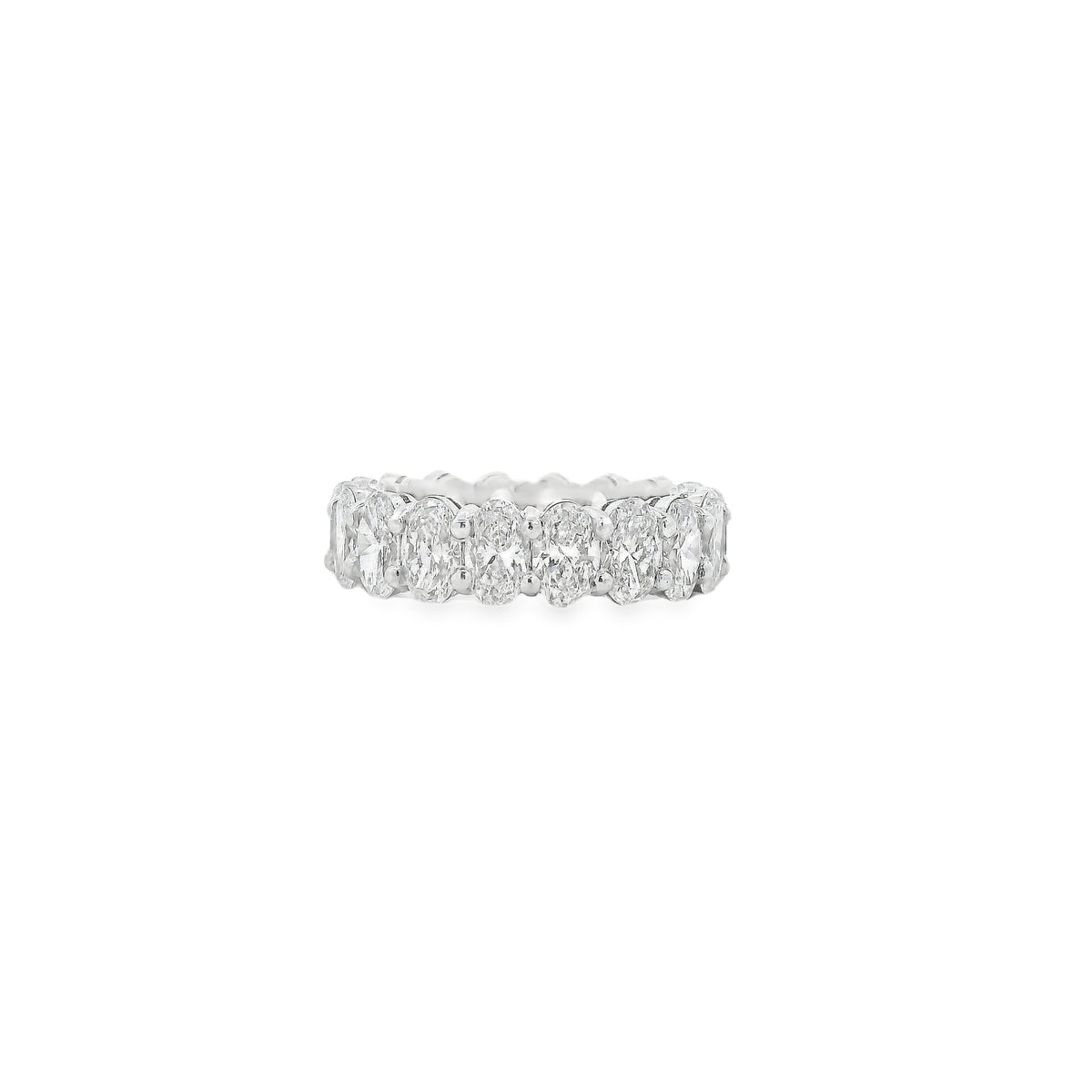 Platinum 5.66ctw Oval Cut Diamond Eternity Band Ring — left three-quarter angle