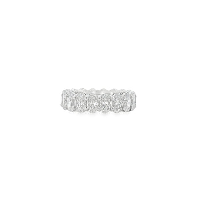 Platinum 5.66ctw Oval Cut Diamond Eternity Band Ring — left three-quarter angle