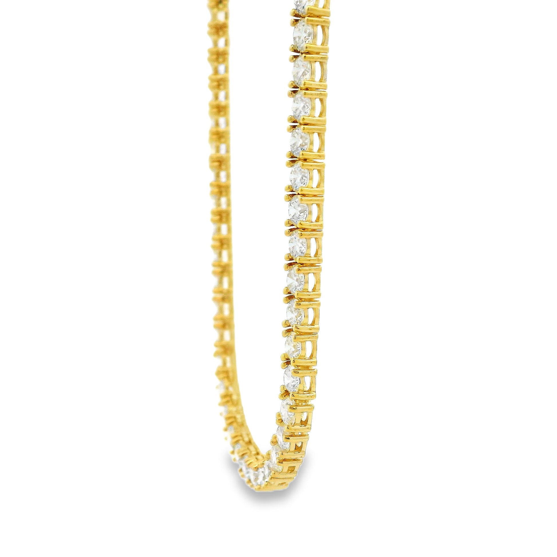 14k Yellow Gold 14.00ctw Round Brilliant Diamond Tennis Necklace 16"-18" Adjustable — left three-quarter angle
